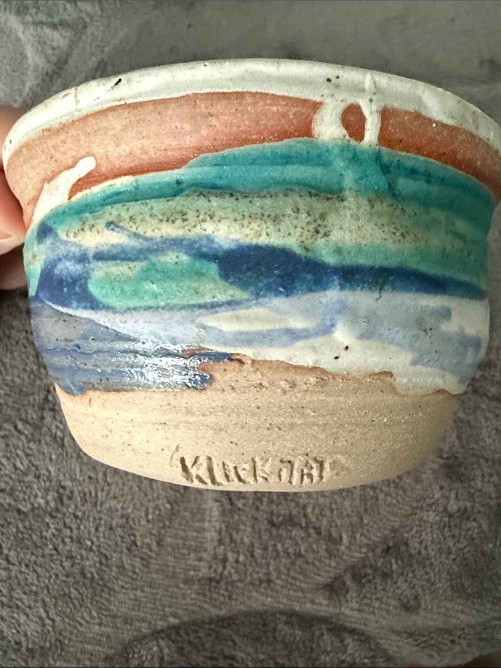 Klickitat Pottery Hand Thrown Ceramic Bowl  Ocean Hues #UBG